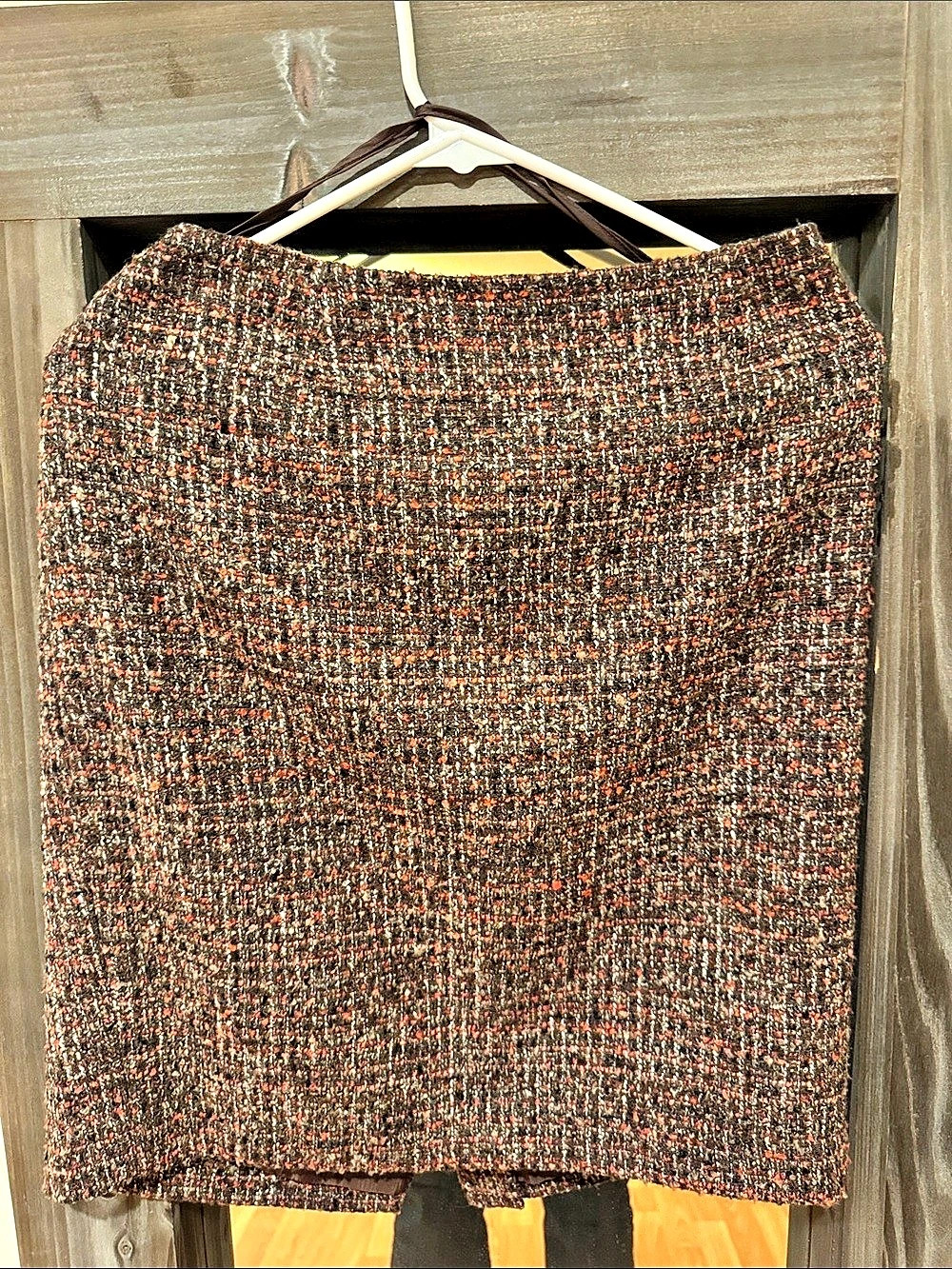 Evan-Picone Plaid Pencil Skirt in Brown & Orange Size 10
